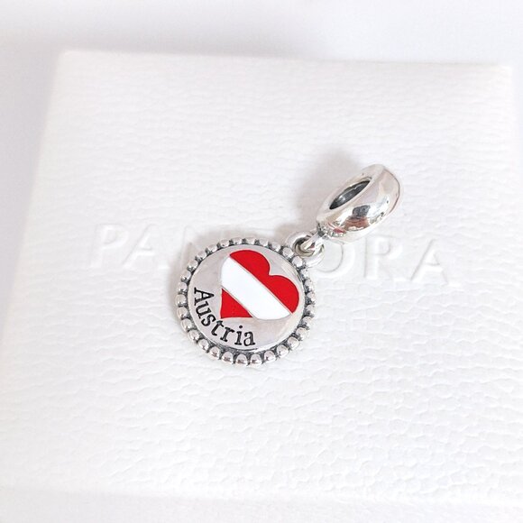 Pandora Australia Heart Flag Dangle Charm S925 Silver with box - Picture 7 of 8